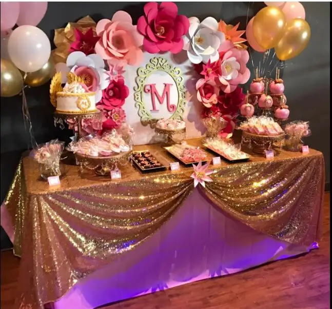 

whoelsale Glitter Gold Sequin Tablecloth 60x102 Inch Table Cloth Rectangular Sequin Tablecloths for Wedding Party Decoration