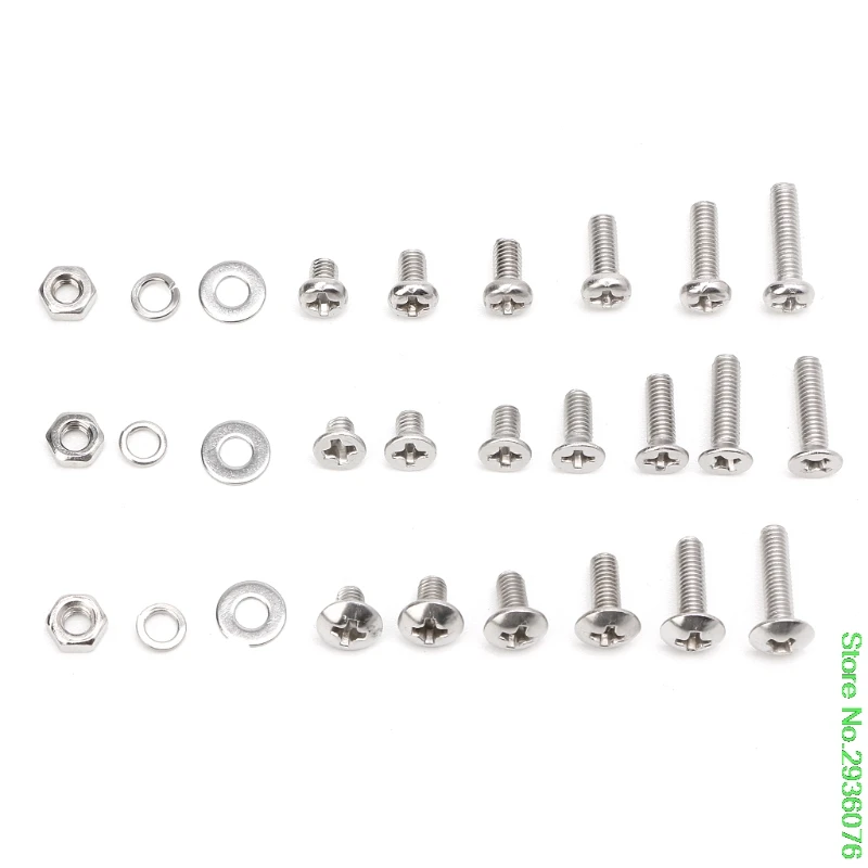 

New 300PCS M3 Stainless Steel Cross Screw Nut Woodworking Tools Fastener Hardware Drop Shipping
