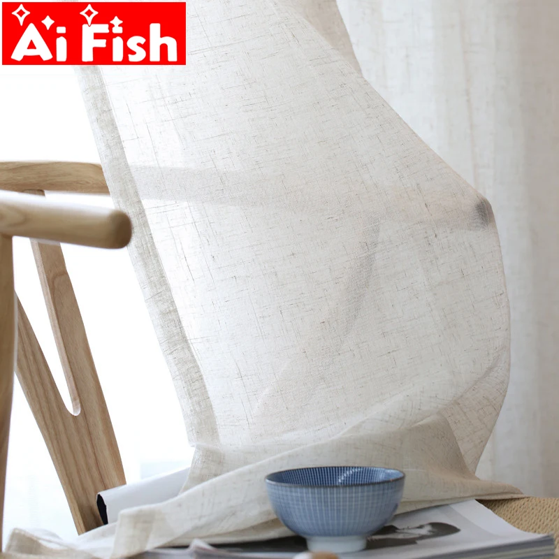 

Home Textiles Window Screens American Nordic Simple Natural Hemp Curtain Fabric For Living Room Soft Feeling Panels MY061-3