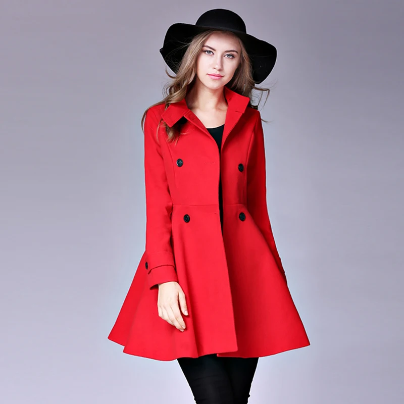 Осенне-зимний костюм, блейзер для женщин,, для формальной работы, офиса, леди, шерсть, Повседневный, длинный рукав, верхняя одежда, рождественские, красные, вечерние, пальто - Цвет: Красный