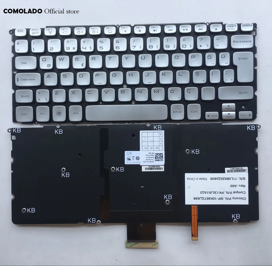 TR Турецкая клавиатура для DELL XPS 14Z L412Z 15Z L511Z сменная раскладка серебристый с