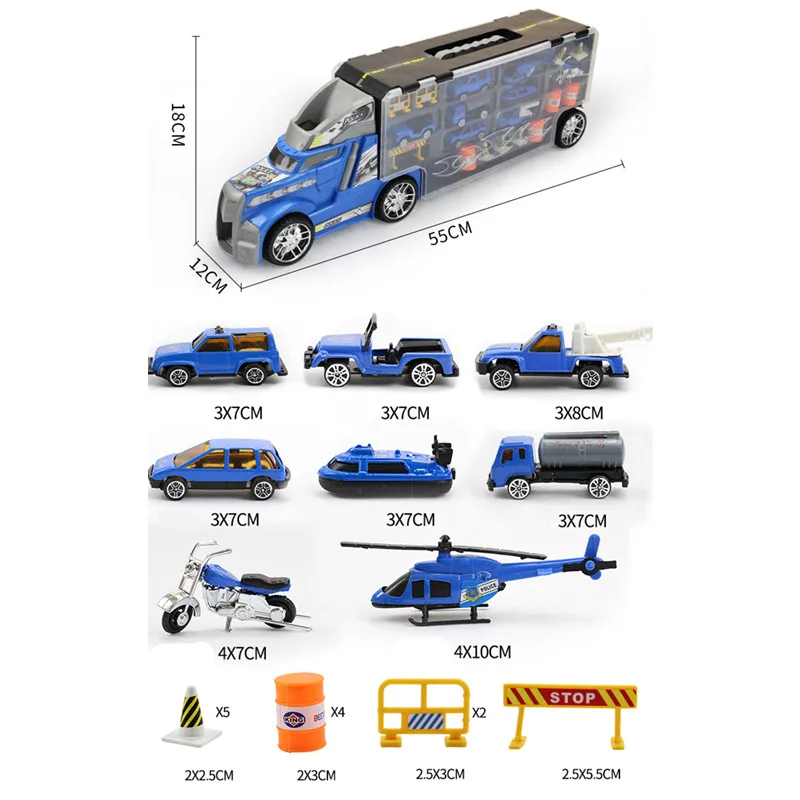 21 в 1 детский игрушечный полицейский автомобиль грузовик Diecasts и игрушечных машин