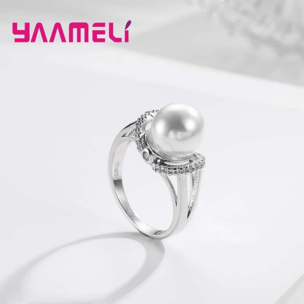 Созданное жемчужное обручальное кольцо для женщин, ювелирное изделие с кубическим цирконием AAA 925, серебряные женские кольца для помолвки Anel