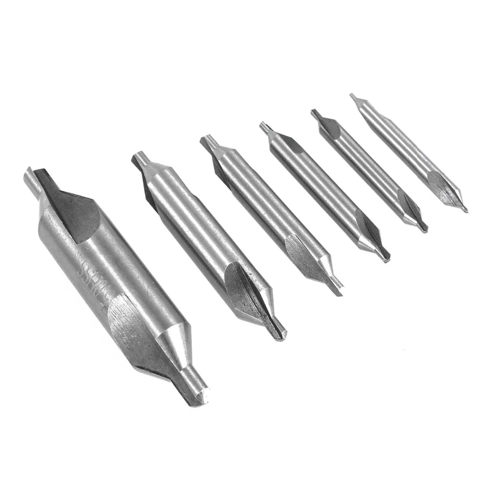 1 Set High Hardness HSS Center Drill Bits Double Ended Combined Countersinks Kit 60 Degree 5mm 3mm 2.5mm 2mm 1.5mm 1mm
