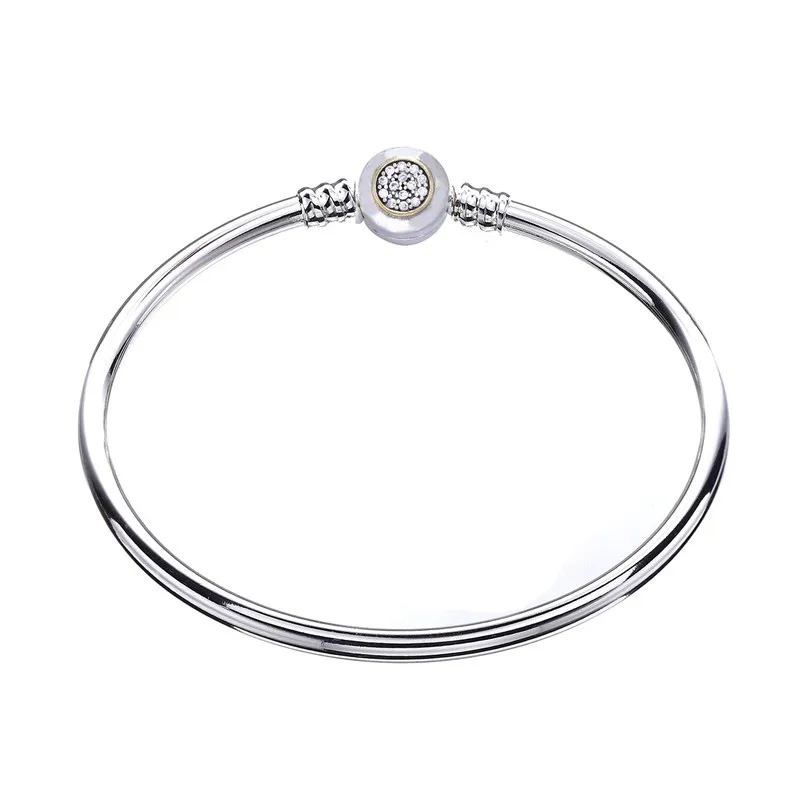 

Trendy 100% 925 Sterling Silver Bead Charm Bracelet Fit Original Pandora Bangle for Women DIY Europe Jewelry Birthday Gift