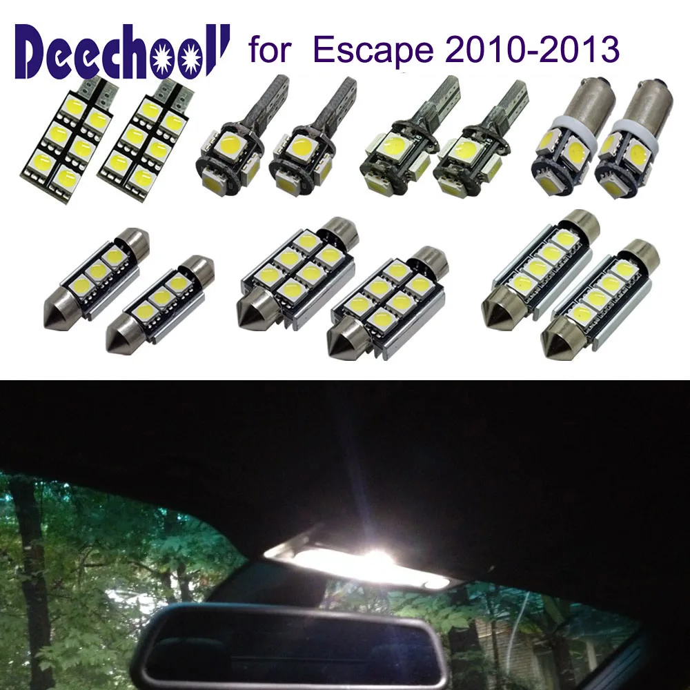 Deechooll 16 шт. Автомобильный светодиодный светильник s лампы для Ford Escape 2010 2013 белый авто интерьерный 10 13 чтения
