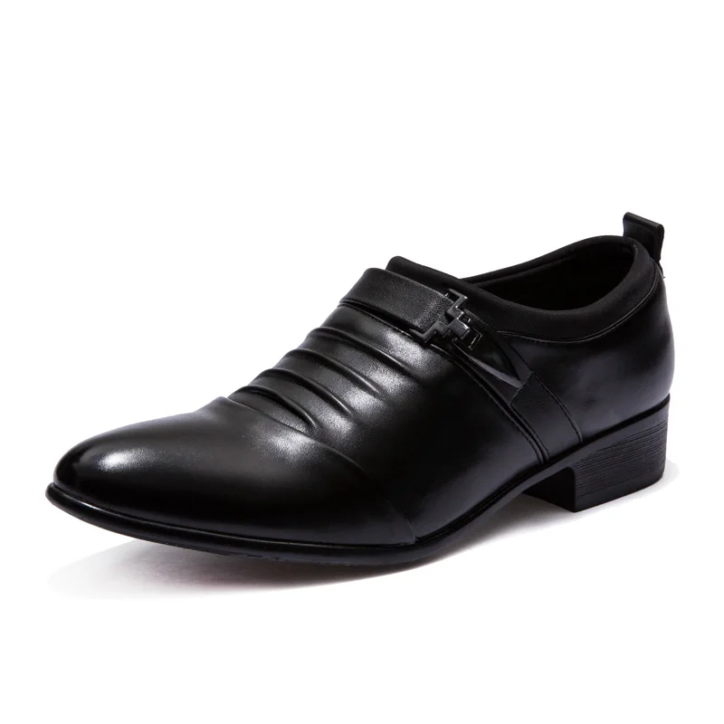 Мужская обувь из натуральной кожи на плоской подошве; деловые мужские модельные туфли; слипоны; сезон весна-осень; оксфорды; Роскошная модная обувь; zapatos Hombre - Цвет: 1618Black