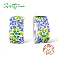 Santuzza plata Pendientes para las mujeres 925 plata esterlina Pendientes de broche con Piedras cubic zirconia brincos joyas de colores de esmalte