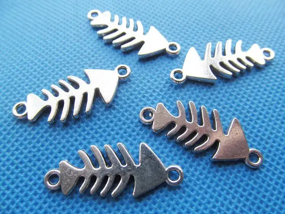 

30pcs Antique Silver/Antique Bronze Fishbone/Fish Bones Connector Pendant Charm/Finding,for Bracelet ,DIY Accessory