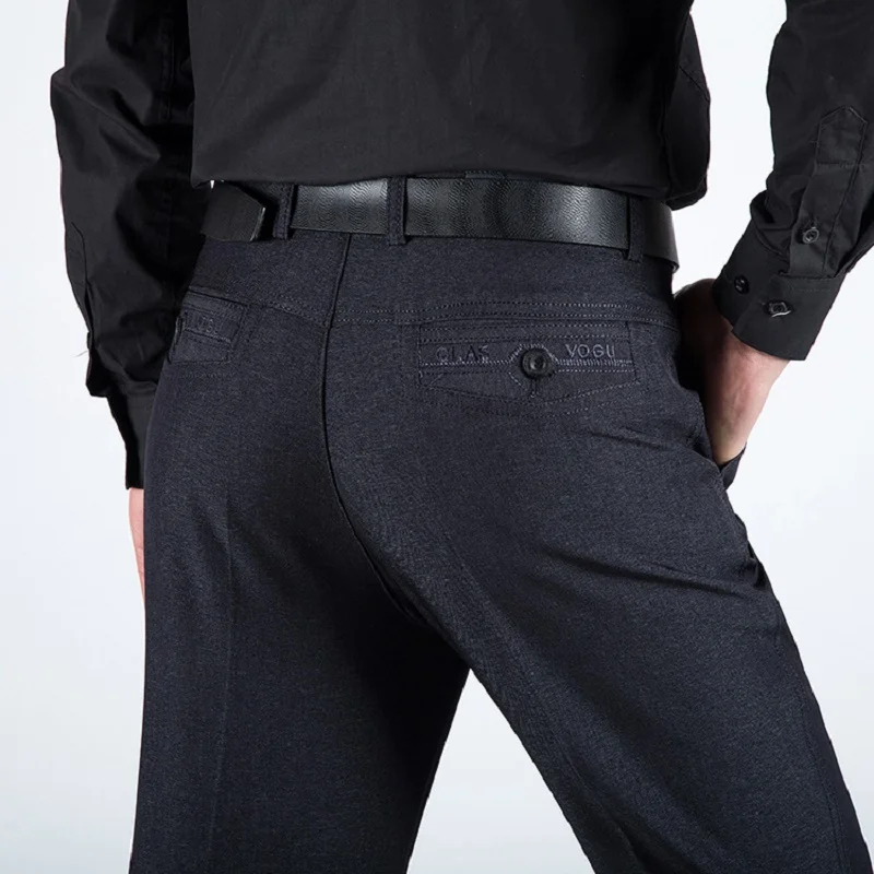 Uwback Для мужчин свободные Повседневные штаны для мужчин Высокая Талия серый pantalone осенние прямые Весна Бизнес брюки Размеры 30-40 длинных брюк