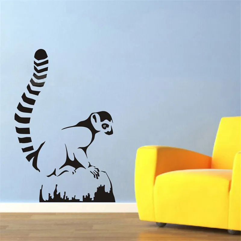 Виниловая наклейка на стену Lemur Catta с животными Съемный Плакат обои
