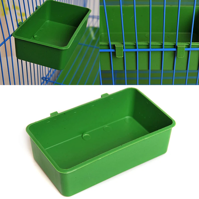 New Pet Food Water Plastic Bowl Cups Parrot Bird Pigeons Cage Stand Cup