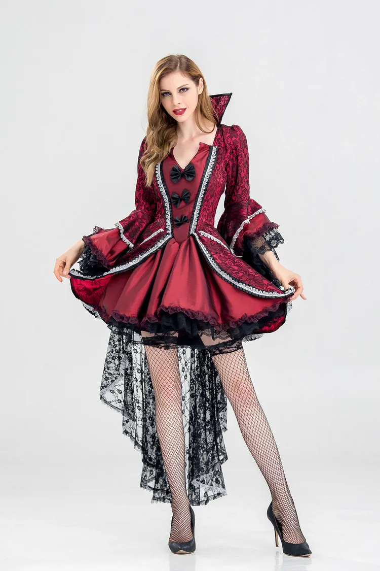 Adult Deluxe Sexy Vampire Queen Witch Costume Halloween Carnival Party Court Queen Earl Vampire Costume Fancy Dress