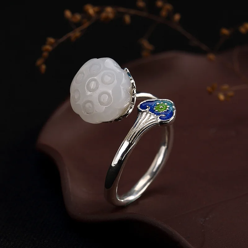 Горячий серебряный S925 стерлингового серебра и Тянь Ю. lotus Cloisonne Мозаика кольцо