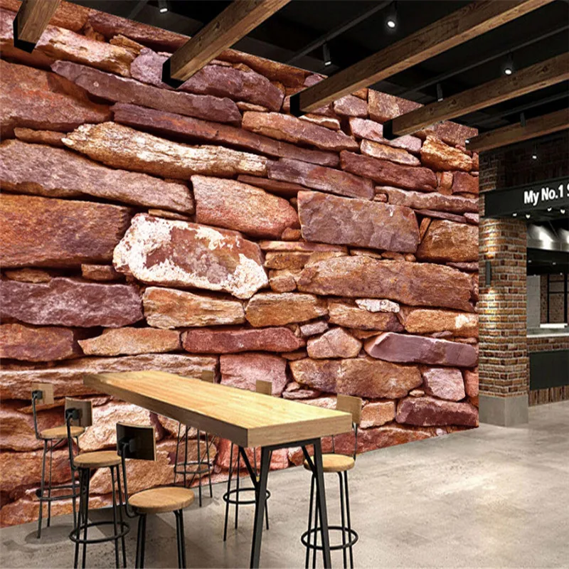 

custom modern 3d photo non-woven wallpaper wall murals 3d wallpaper wall brick wall 3d TV background wall for dining room