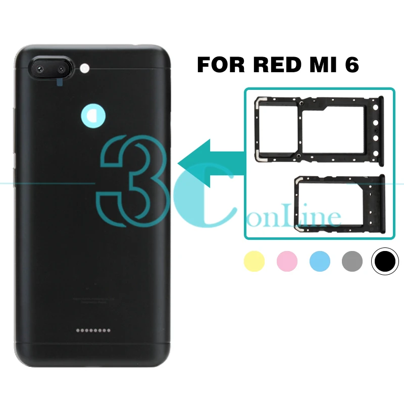 

For Xiaomi Redmi 6 Dual SIM Card Slot Tray Holder Adapter Redmi6 Nano-SIM / Micro SD TF Card Slot Replacement Repair Spare Parts