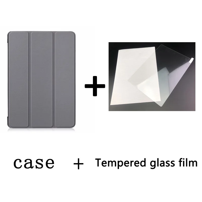 Gray add TG Film Умный чехол для samsung Galaxy Tab A SM-T510 SM-T515 чехол-книжка для Tab A 10,1 '' чехол для планшета пленка из закаленного стекла - Цвет: Gray add TG Film