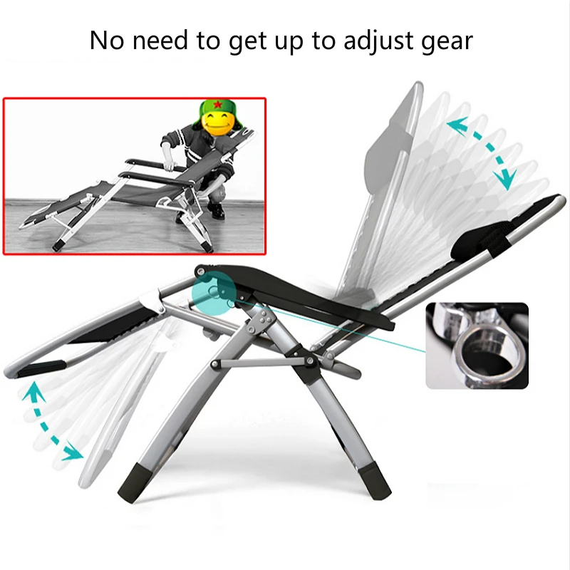  Leisure Deck Chair Adjustable Reclining Breathable Outdoor Beach Chair Multi-function Foldable Offi