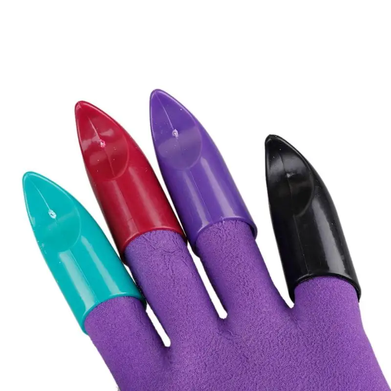 1 пара садовые ПУ Перчатки для копания с 8 ABS пластиковыми кончиками пальцев острые когти