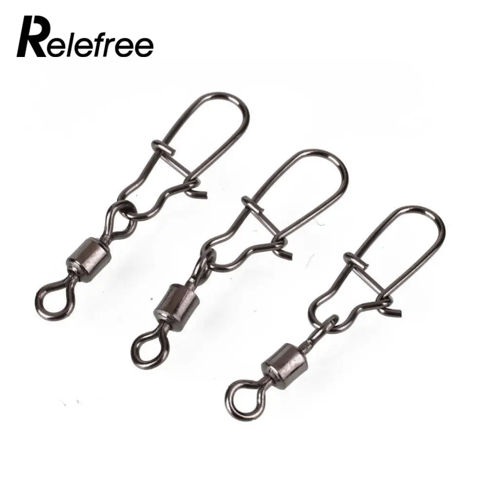 

Relefree 50PCS Fishing Bearing Rolling Swivel Steel Alloy With Snap Fishhook Lure Connector Fish Hook Tackle