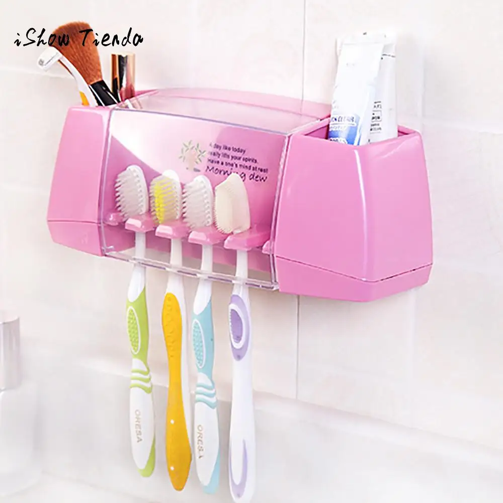 New Hanging Box Toothbrush Storage Rack Bathroom Kitchen Family Utensil