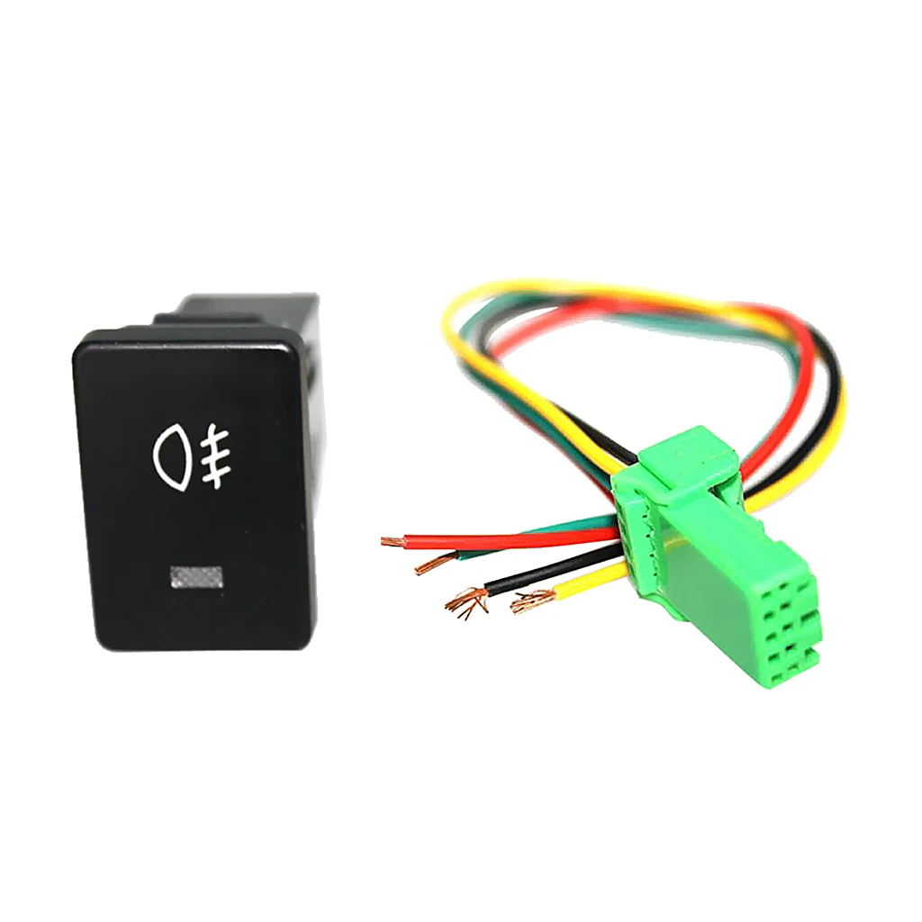 LED Push Button on-off Switch with Connector Wire Kit for Toyota - Headlight Fog Light Parking Light Power Symbol -White