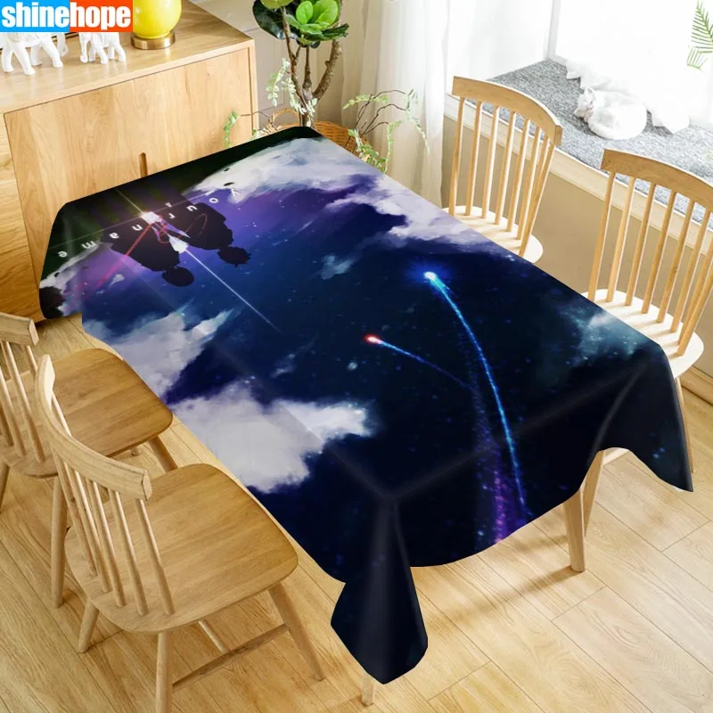 New Arrival Custom Kimi No Na Table Cloth Waterproof Oxford Fabric Rectangular Tablecloth Home Party Tablecloth - Цвет: tablecloths 18