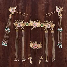 Chinese bride headdress costume show dress gown combs tassel Wo dragon hair accessories wholesale wedding suit Chinese bride headdress costume show dress gown combs tassel Wo dragon hair accessories wholesale wedding suit