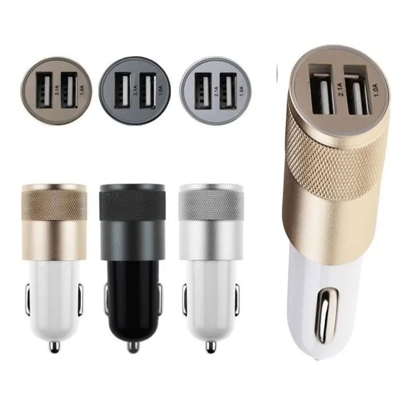 USB Car Charger universal dual USB port 2.1A/1.0A Car-Charger for iPad iPhone Samsung Galaxy 3 Colors Car usb Charger