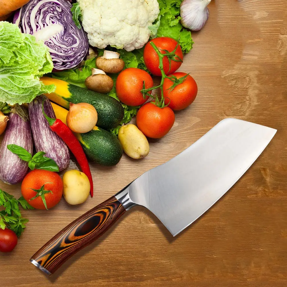 Professional 7 inch Chinese Cleaver Germany Steel Chefs Knife Carbon kitchen Cooking knife Facas Cozinha Pakkawood Handle