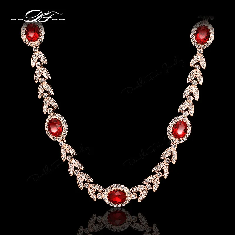 

Hot Sale Vintage Crystal Olive Ethic Chains Necklace & Pendants Rose Gold Color Cubic Zirconia Wedding Jewelry For Women DFN276