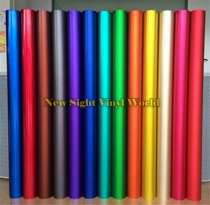 Best Quality Blue & Green & Red & Gold ICE Satin Chrome Car Vinyl Wrap Film Matte Chrome Vinyl Wrapping Bubble Free Car Wrapping car styling matte chrome brushed metallic vinyl film car stickers and decals automobiles car body wrapping foil air bubble free