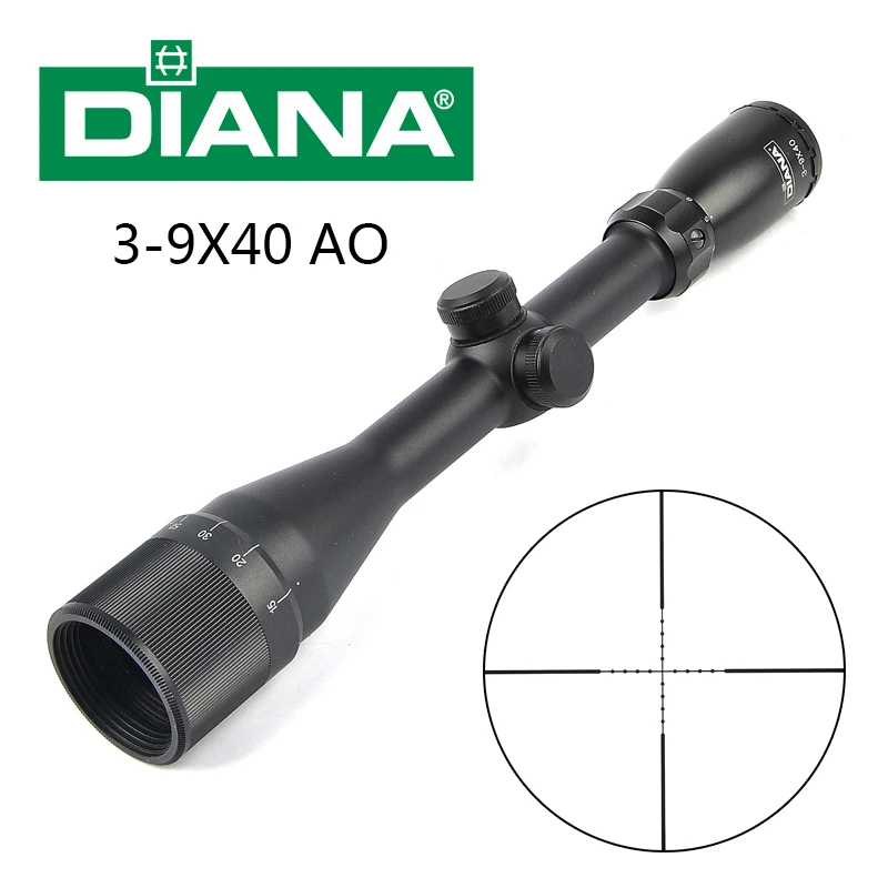 DIANA 3-9X40 AO тактические Riflescopes стекло травленая перекрестная сетка Воздушный снайперский охотничий прицел с бесплатными креплениями