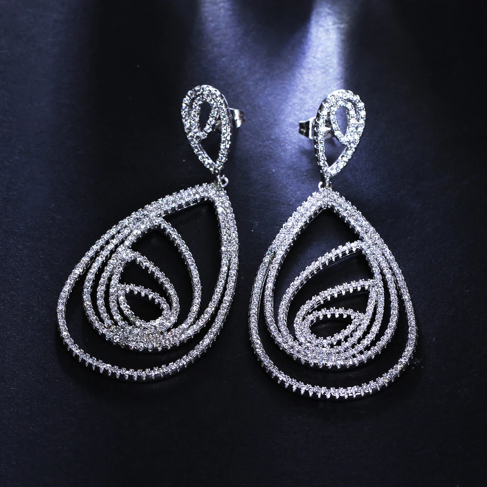 Female Stunning Zircon Water Drop Jewelry Great Big Earring for Women New Statement Earrings