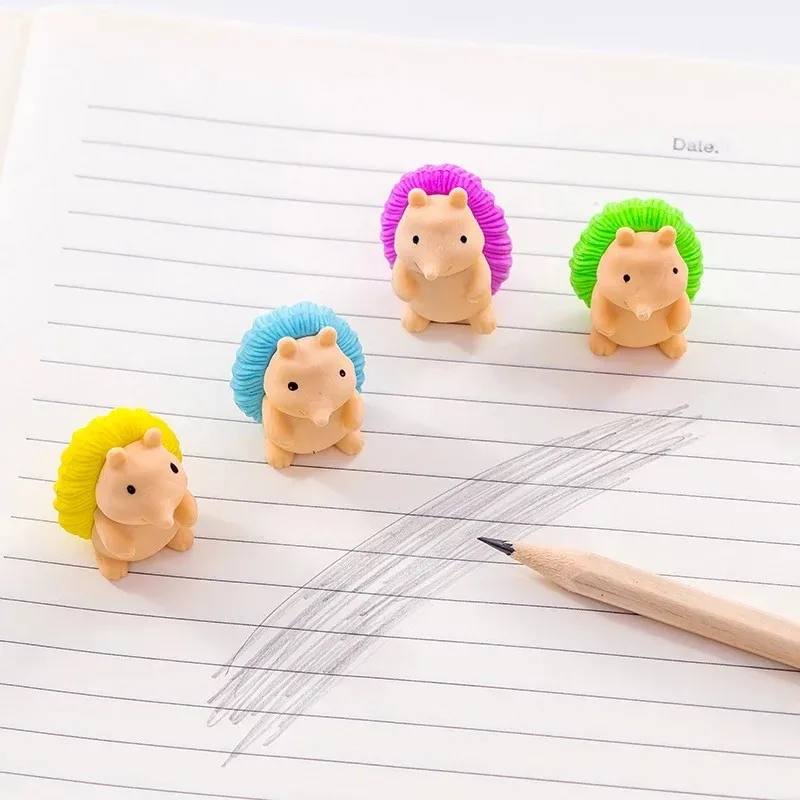 

4 pcs/lot Cute hedgehog shape eraser Cartoon animals rubber eraser kawaii stationery school supplies papelaria kids gifts