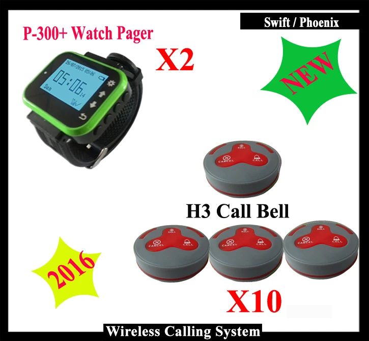 

Wireless watch wrist pagers system LED display K-300plus and Table Call Bell for restaurant bar call calling waiter service