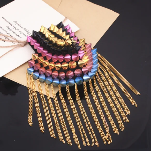 

Vintage rivets epaulette jewelery tassel big shoulder brooch epaulet /epaulettes spikes/escapulario blazer accessories/ pin