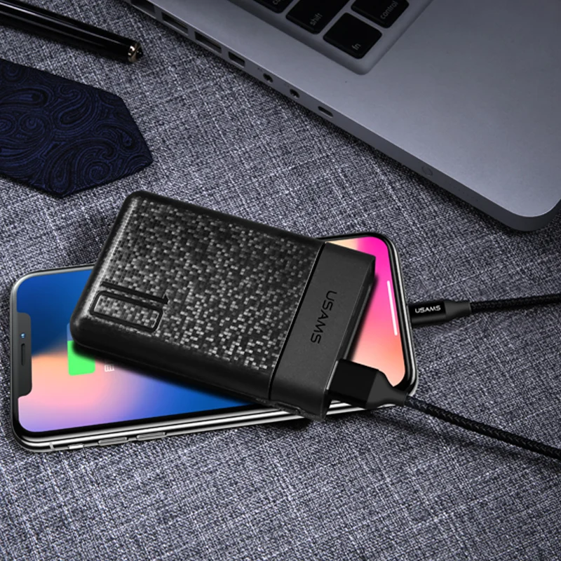 USAMS 10000mAh Power Bank Dual USB Powerbank Portable Phone Chargers External Battery USB Charger banks