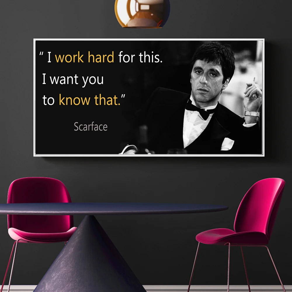 Wangart Canvas Painting Scarface Quotes Poster Extraordinary Wall Art Print Tony Montana Portrait Wall Picture For Living Room Painting Calligraphy Aliexpress