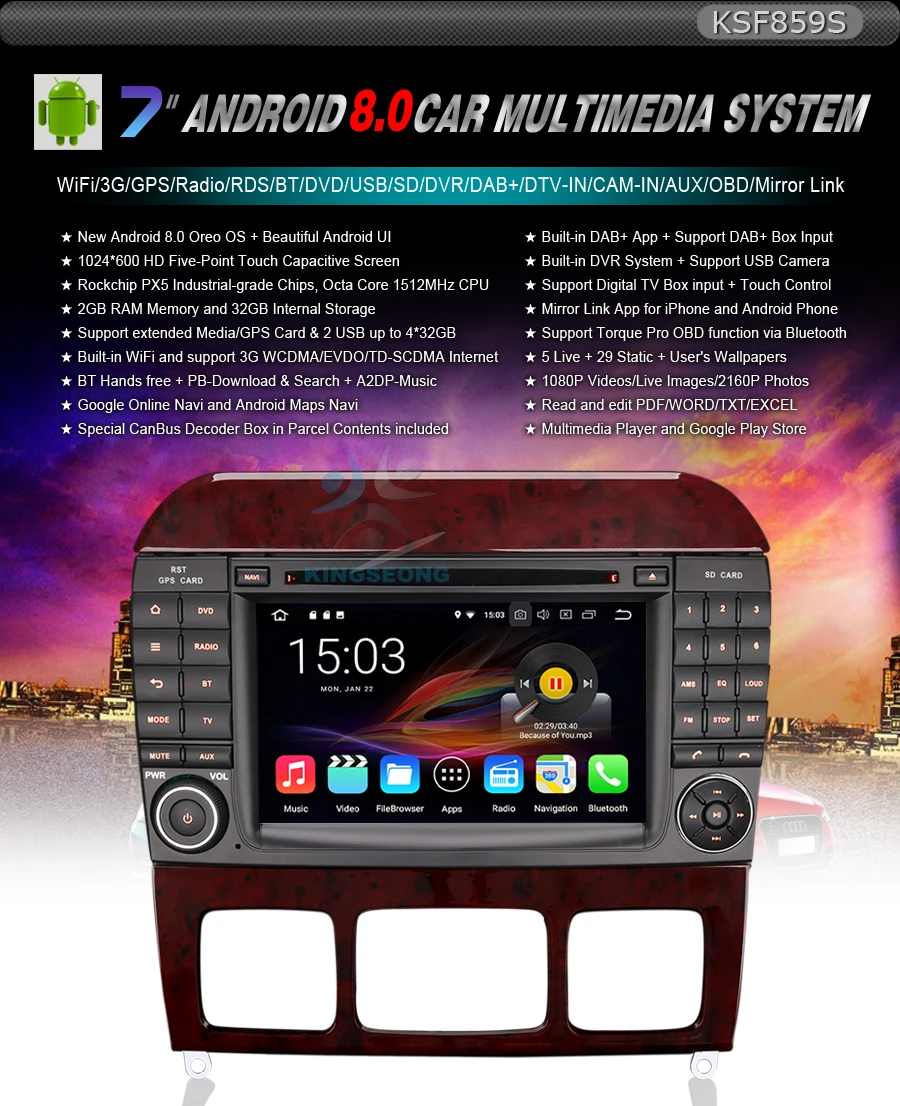 Flash Deal 7" Android 8.0 Autoradio WiFi 3G Car DVD player for Mercedes S/CL W220 W215 S500 CL600 Car Stereo GPS DTV-IN DAB+ SD DVR OBD 0 Flash Deal 7" Android 8.0 Autoradio WiFi 3G Car DVD player for Mercedes S/CL W220 W215 S500 CL600 Car Stereo GPS DTV-IN DAB+ SD DVR OBD 0