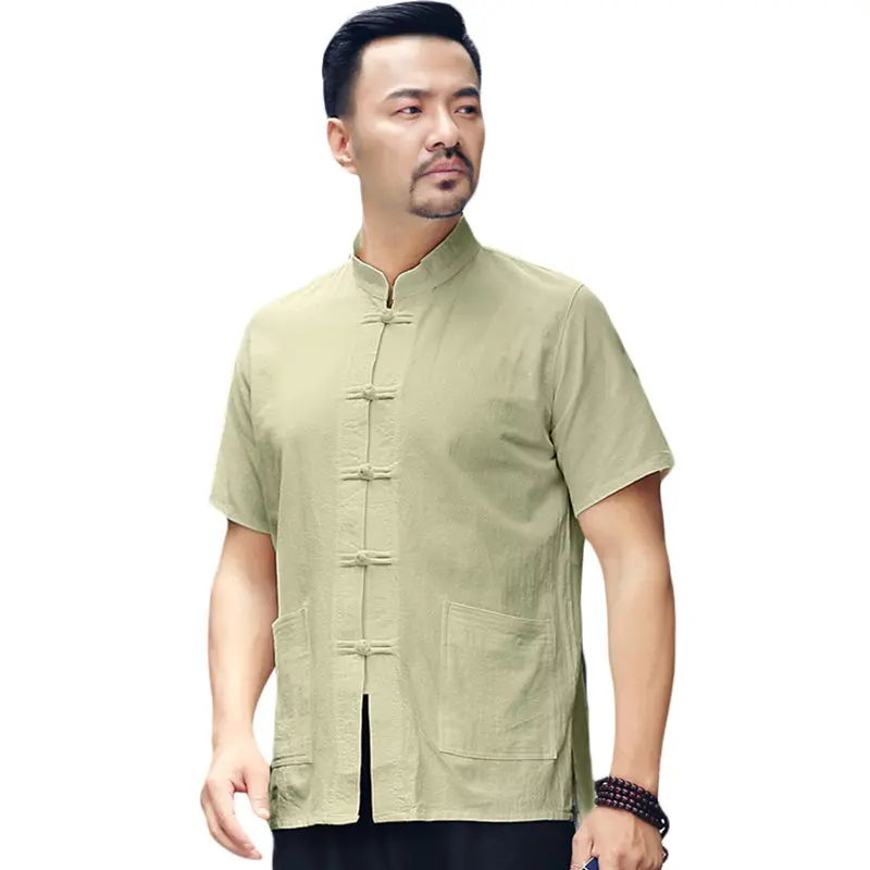 G-LIKE летний китайский стиль короткий рукав чистый хлопок Тан костюм топы Единоборства рубашки Кунг фу одежда