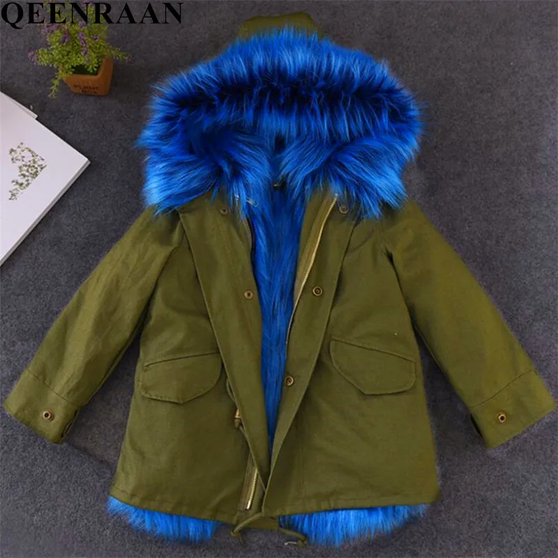 

High Quality Imitation Fox Fur Cotton Coat Children's 2018 Winter Kids Baby Boys Girls Artificial Fur Zipper Warm Jacket Coat
