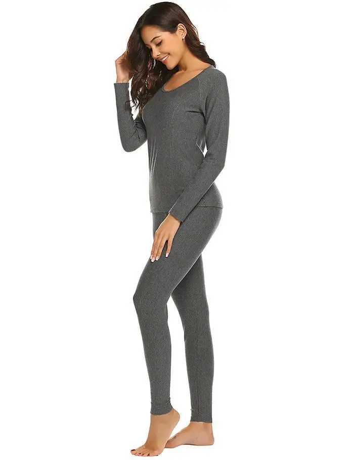 Ekouaer, женское термобелье, многослойный базовый пижамный комплект, одежда для сна, домашняя одежда, осень-зима, теплое нижнее белье, наборы, Женские кальсоны