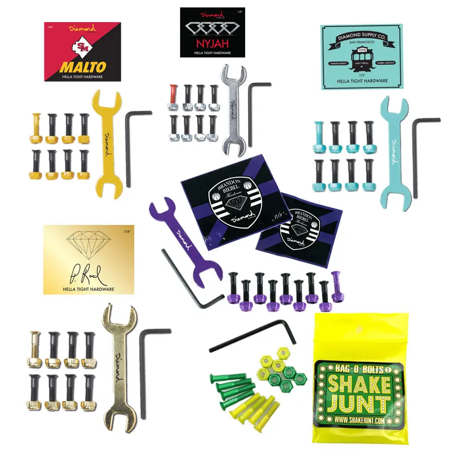 Metal Daimond Hardware Street Skate Screws Skateboard Bolts 7/8" 1" Set