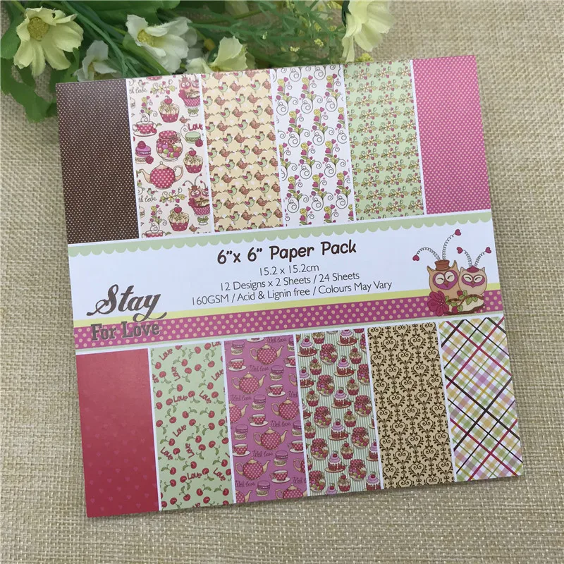 

24 sheets 6"X6" Stay For Love patterned paper Scrapbooking paper pack handmade craft paper craft Background pad