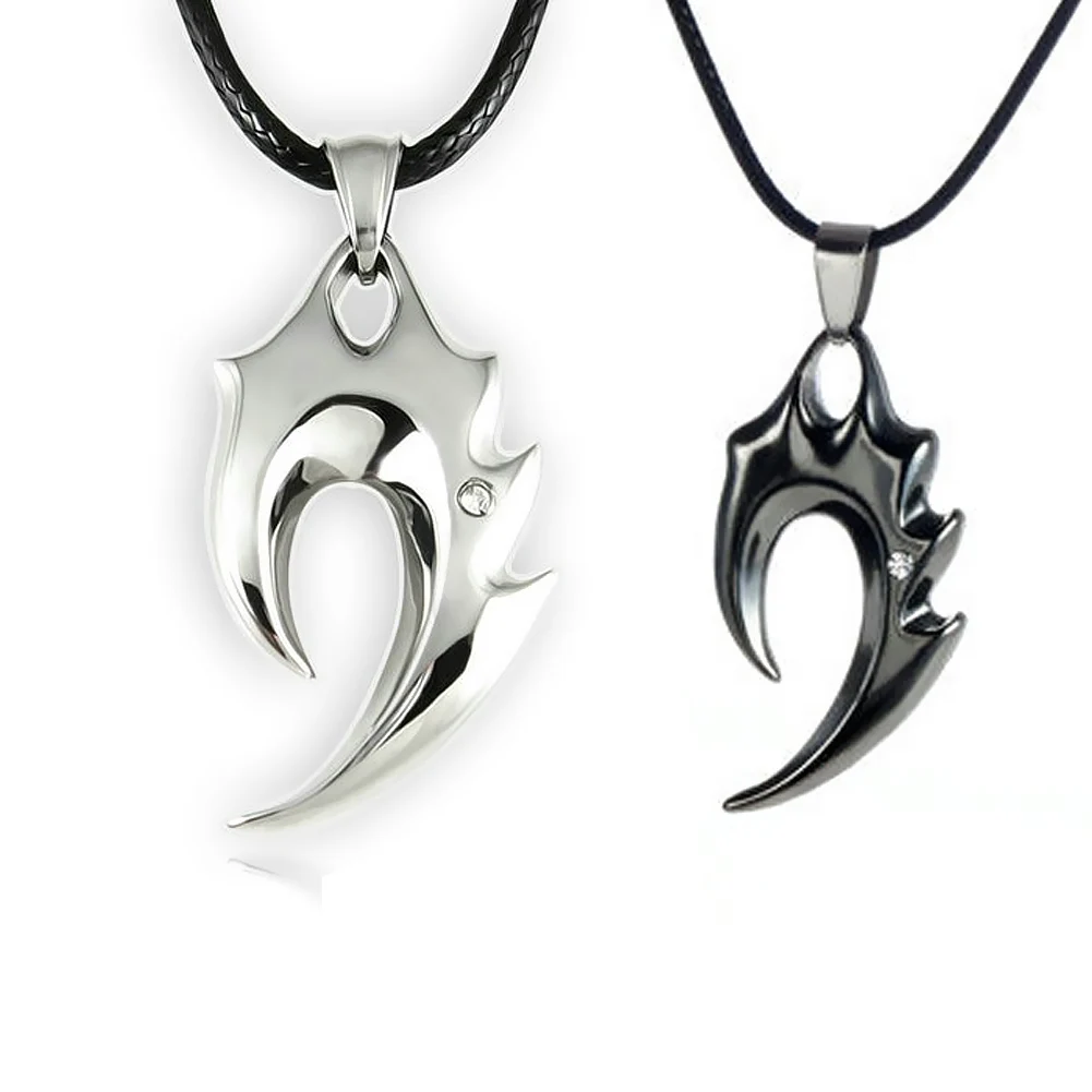

Unique Men's Wax Cord Alloy Rhinestone Tribal Flame Pendant Necklaces with Lobster Claw Clasps End Chains M8694