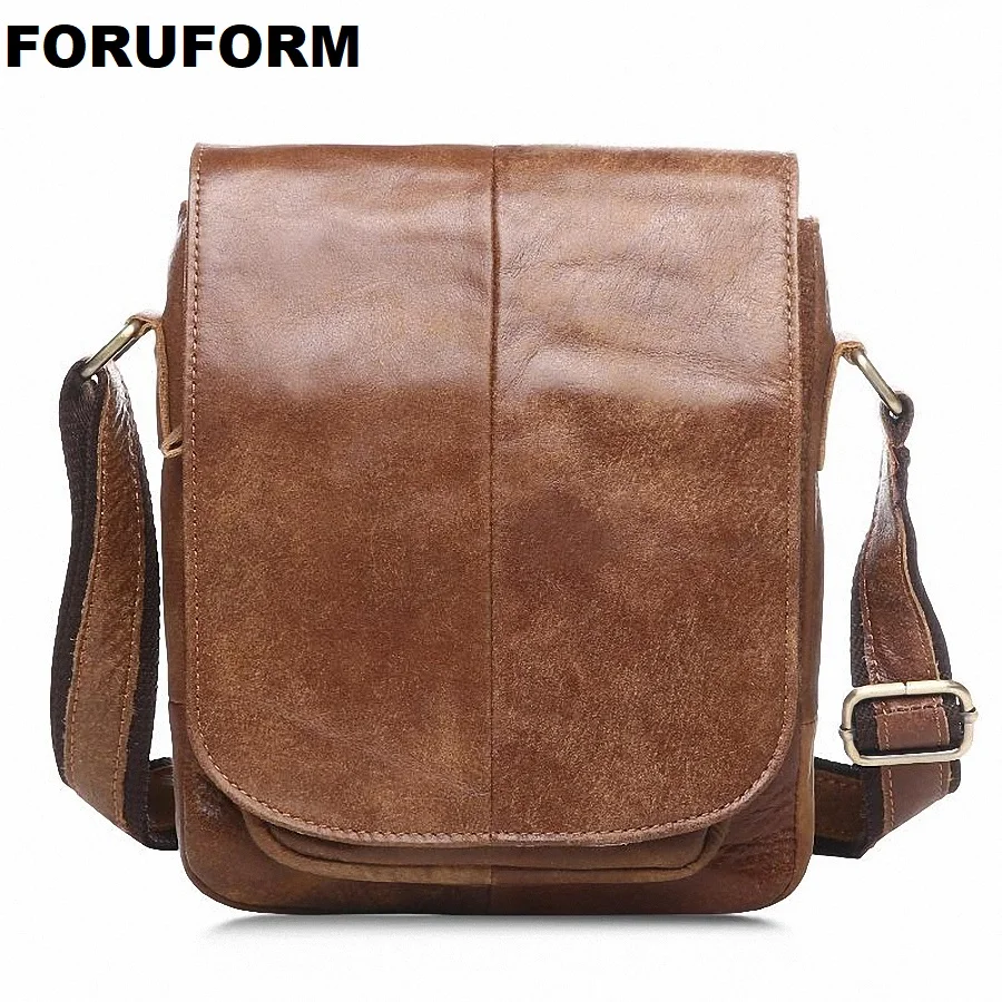 

Vintage Casual 100% Genuine Leather Crazy Horse Cowhide Men Bags Pack Small Shoulder Messenger Bags For Man Messenger Bag LI-870