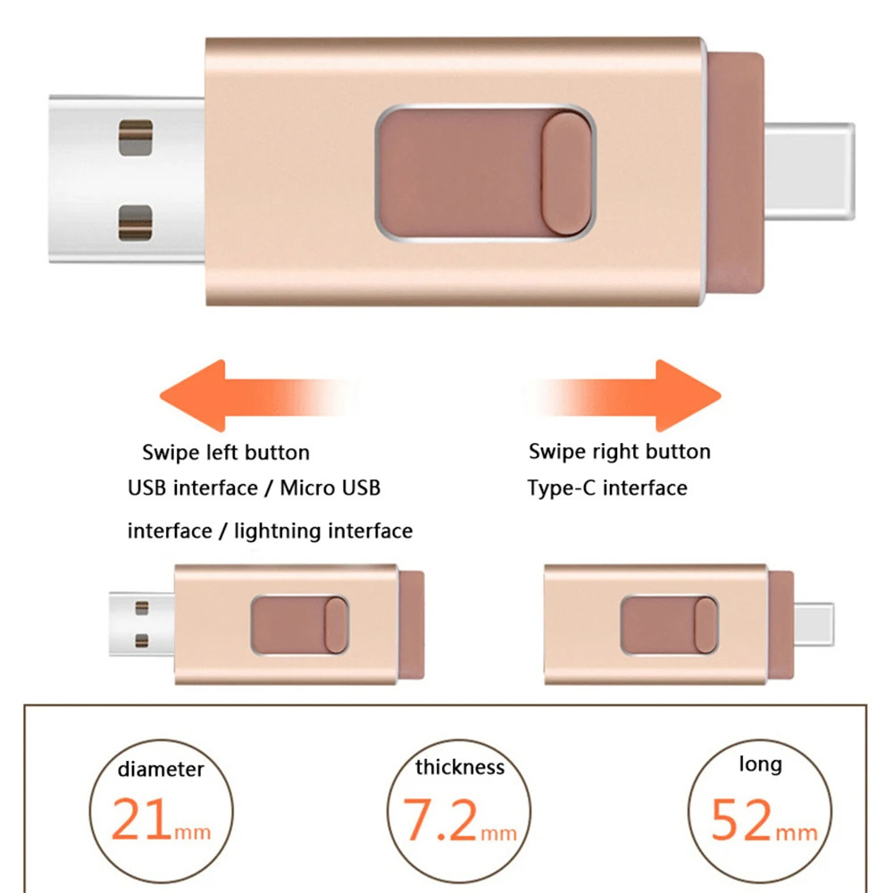 Flash Drive USB OTG Lighting Android Type C USB3 0 4 in 1 External Memory Storage 5