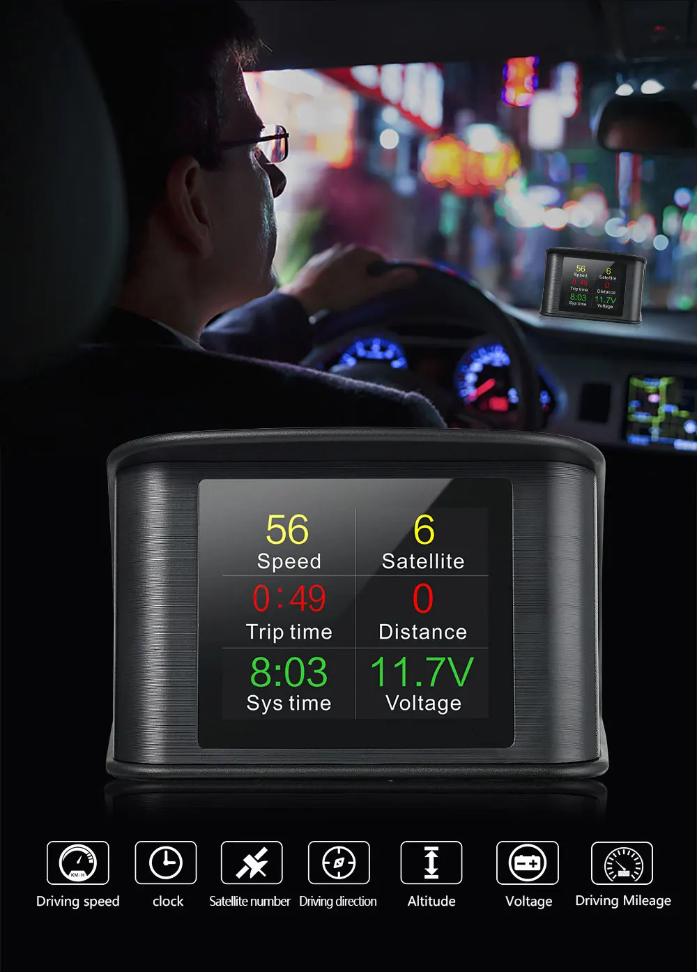 XYCING Автомобильный gps HUD Дисплей Умный Цифровой измеритель gps измеритель скорости автомобильный HUD Дисплей gps спутниковая скорость работает во всех автомобилях