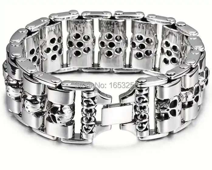 24 mm Cadena para Hombre Punk Motociclista Motocicleta 316 L Pulsera De Acero Inoxidable Regalo Pesado